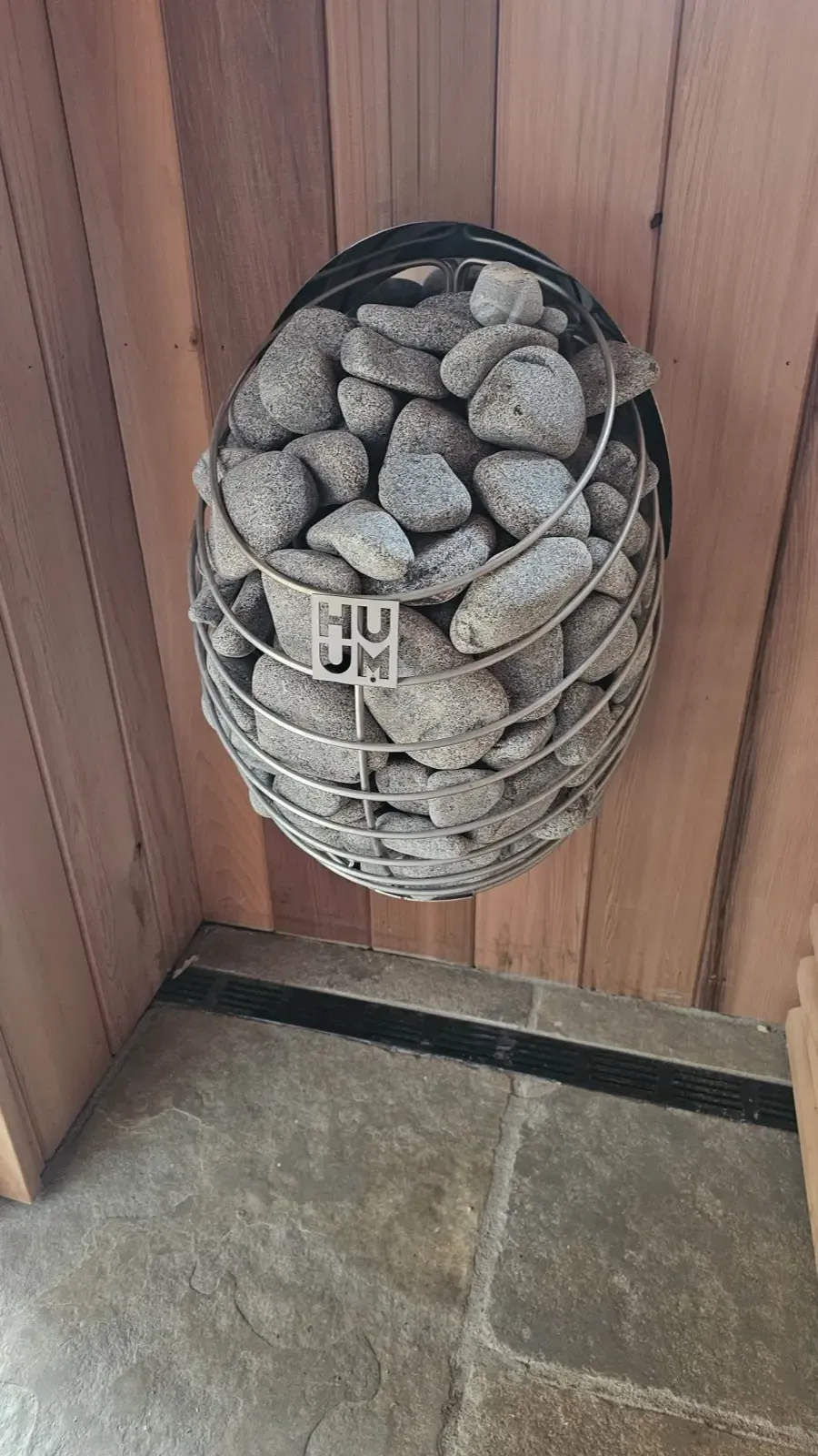 Sauna heater stones close-up